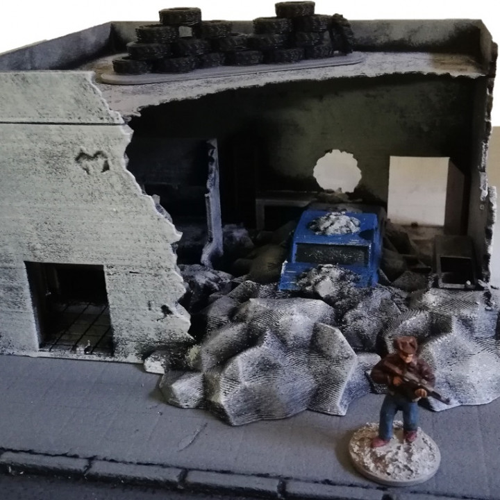 garage boutique paquet table maison moderne marteau guerre miniature jeu paysage zombicide eskice postapo 3D print model - Mito3D