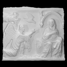 relief depicting annunciation scan bird christianity sculpture religion angel plaster mary divine 3d print model - Mito3D