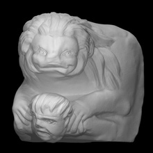 lion mounted human prey scan architecture gothic sculpture religion grotesque hunt 12th-century 3d print model - Mito3D