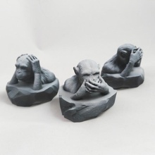 sabio monos conjunto jardín animal Arte diseño japonés mono escultura zbrush mal mito tradicion oír hablar 3d print model - Mito3D