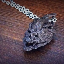 flaming skull pendant jewellery art design gothic halloween necklace style rock jewelry pendants 3d print model - Mito3D
