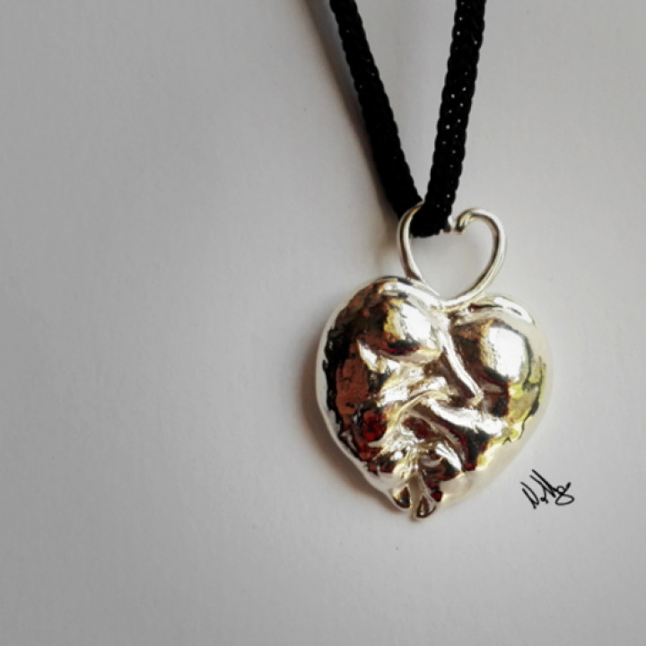 minou cœur pendentif bijoux animal chat chaton l'amour Collier 3D print model - Mito3D