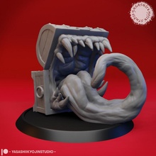 mimic - toothy treasure chest tabletop miniature creature dragons dungeons monster d&d 28mm dnd shapeshifter shapechanger monstrosity 3d print model - Mito3D