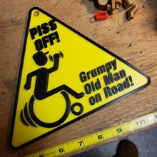 grumpy man sign funny man  sign disabled grumpy wheelchair humor handicap disablity