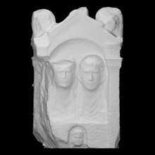 funerario estela escanear león retrato escultura mujer guardián muerte tumba marcador traquita 3d print model - Mito3D