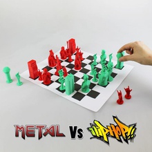 metal hip hop chess set board games battle bishop game hiphop king knight music pawn queen rook tower rock rap chessboard mc 3d print model - Mito3D
