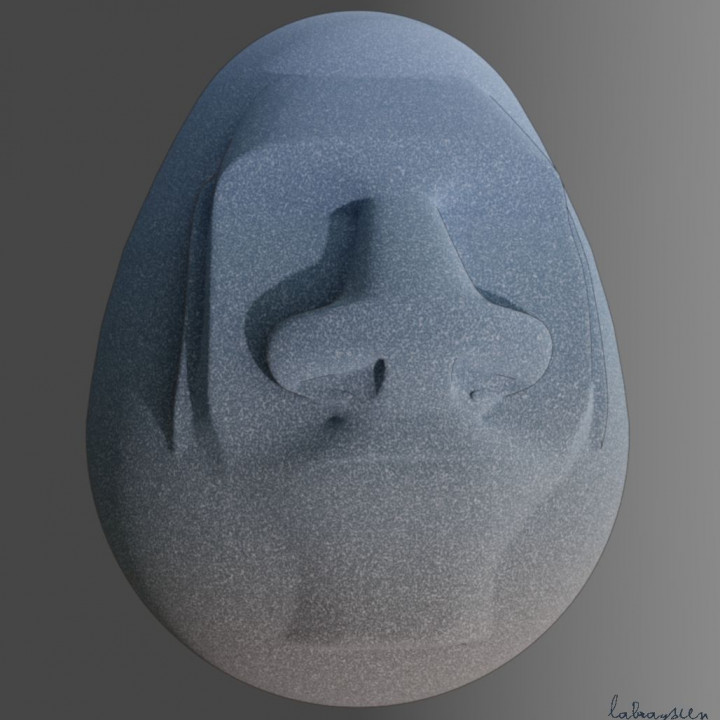 oeuf moai sculpture 3D print model - Mito3D