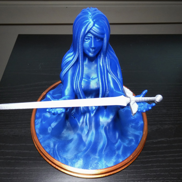 lady lake & garden pen art female girl hair legend sculpture sword water woman wacom penholder stylus elemental excalibur arthur kingarthur ladyofthelake 3D print model - Mito3D