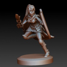 savaşçı elf mızrakçı fantezi kadın kız minyatür masaüstü Sheld 3d print model - Mito3D