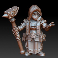 cüce Kadın rune büyücü masaüstü fantezi kadın rpg minyatür rahip savaş oyunu 3d print model - Mito3D