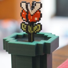 8 bit pirana bitki gizli kavanoz hayran Sanat Mario renkli Pirhanha 3d print model - Mito3D