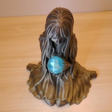 Aelise místico Educação arte decoração fêmea estatueta menina luminária conduziu luz escultura mulher Magia multicolorido multimaterial esfera 3d print model - Mito3D