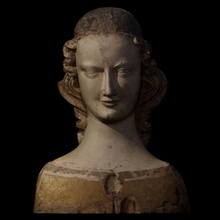 requilary bust female saint scan 3d sculpture colour texture polychrome 3d print model - Mito3D