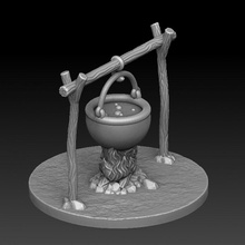 campfire tabletop environment game rpg wargame rest cauldron camp caldron 3d print model - Mito3D