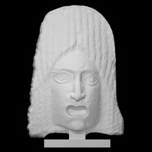 tragisch Maske Scan Architektur Skulptur Theater Lehm Tragödie antefix 3d print model - Mito3D