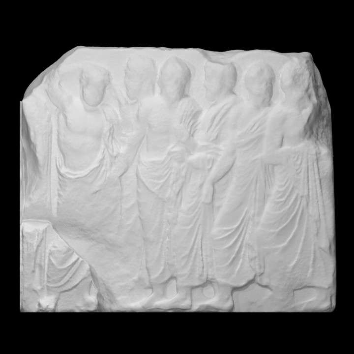 parthenon frieze north 37-43 scan characters men relief block himation 3D print model - Mito3D