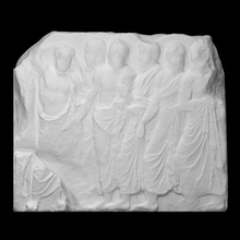 Partenón friso norte 37 43 escanear caracteres hombres alivio bloquear himation 3d print model - Mito3D
