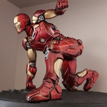 iron man mk43 - super hero landing pose lights minimal supports edition fan art marvel avengers ironman leds tonystark 3d print model - Mito3D
