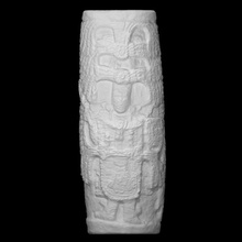Säule kostümiert Zahl Scan Kopf Mexiko Lineal Skulptur Stein Kalkstein Maya Metropolitan Kopfschmuck Mesoamerika new york Campeche 3d print model - Mito3D