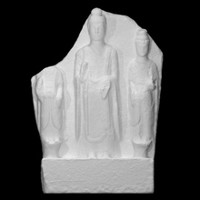 budista votivo estela Varredura Buda budismo escultura pedra religião calcário monumento Shakyamuni bodhisattva doador mudra Henan eastern wei dynasty 3d print model - Mito3D