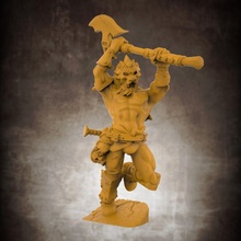lion god champion arena 32mm scale miniature tabletop barbarian human warrior male gladiator gladius jump d&d pathfinder berserker baxe greataxe leaping 3d print model - Mito3D