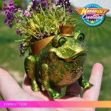 Frosch Pflanzer unterstützt Garten Blume Kunst Blumen Pflanze Topf Prinz 3d print model - Mito3D