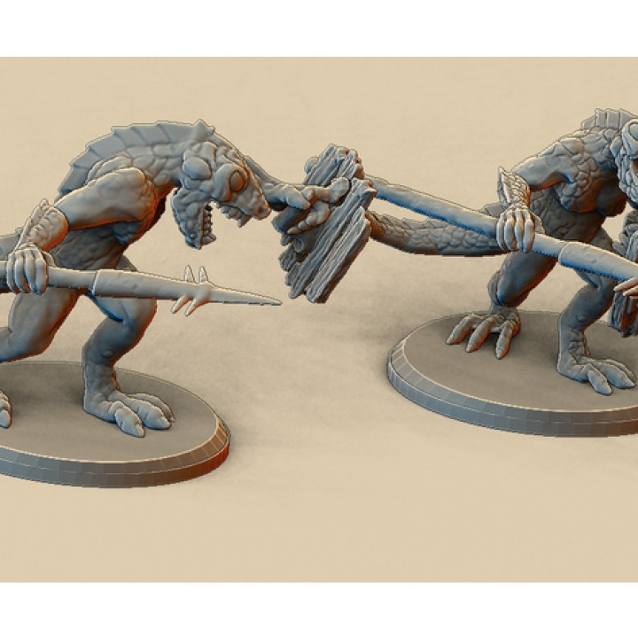 lizard men 28mm tabletop warhammer dungeonsanddragons dnd pathfinder frostgrave gloomhaven 3D print model - Mito3D