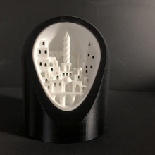 geoda ciudad jardín arquitectura Arte decoración fantasía lámpara LED escultura miniatura ciencia ficción soporte Luz noche apoya 3d print model - Mito3D