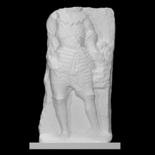 soldato figura scansione armatura calcolo marmo figurativo frammento high relief 3d print model - Mito3D