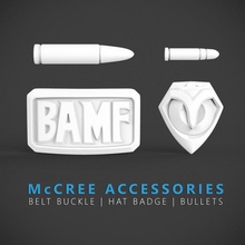 overwatch McCree accessoires cosplay badge ceinture Boucle Jeu balle 3d print model - Mito3D