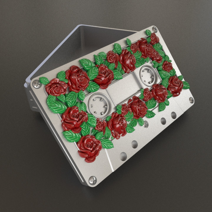 roses audio cassette box store romantic 3D print model - Mito3D