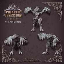 harpies - hell hath fury 32mm scale pre-supported tabletop demon monster flying harpie 3d print model - Mito3D