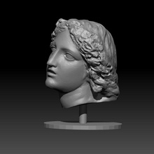 wreathed female head retinue dionysos scan 3d print model - Mito3D