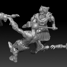brave barbarian fighting ghouls wargames miniature 28mm dnd tabletop games 3d print model - Mito3D