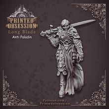 anti paladin - long blade hell hath fury 32mm scale pre-supported store demon devil dragons female kickstarter dungeon d&d dnd lon 3d print model - Mito3D
