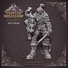 anti paladin - iron hell hath fury scale 32mm pre-supported store dragons female knight dungeon d&d dnd sheild 3d print model - Mito3D