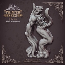 hell wolf - flesh hath fury scale 32mm pre-supported tabletop demon devil dragons female kickstarter printed dungeon werewolf patreon d&d dnd heaven obsession 3d print model - Mito3D
