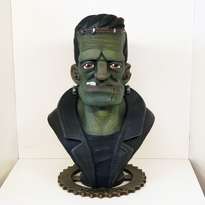 Frankie fracasso jardim livro desenho animado clássico criatura filme Horror monstro retrato escultura troféu zumbi personagem esculpir Frankenstein caricatura estatueta hollywood 3D print model - Mito3D