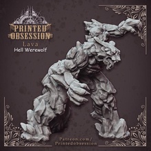hell wolf - lava hath fury scale 32mm pre-supported tabletop demon devil dragon kickstarter monster printed dungeon werewolf d&d dnd heaven obsession 3d print model - Mito3D