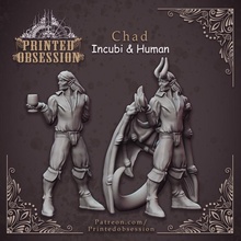 incubi & human 'chad' - lesser demon hell hath fury 32mm scale pre-supported tabletop devil dragon kickstarter dungeon d&d dnd chad 3d print model - Mito3D