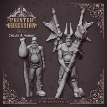 incubi & human 'bob' - lesser demon hell hath fury 32mm scale pre-supported tabletop devil dragons kickstarter bob dungeon d&d dnd winged commoner disguised 3d print model - Mito3D