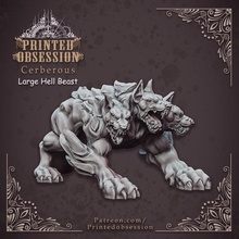 cerberous - large monster hell hath fury scale 32mm pre-supported tabletop demon devil dog 3 heads 3d print model - Mito3D