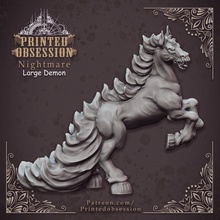 nightmare - large demon horse hell hath fury 32mm scale pre-supported tabletop dragon kickstarter dungeon night d&d dnd mar 3d print model - Mito3D