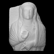 funerary relief scan bust portrait sculpture woman limestone death figurative stele funeral syria palmyra deceased 3d print model - Mito3D