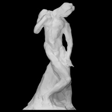 Stehen nackt männlich Zahl Michelangelo Scan Skulptur Studie Französisch Renaissance Maquette Rodin skizzieren Terrakotta Lehm entgegengesetzt 3d print model - Mito3D