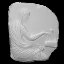 funerary stele scan bust decorative female figure portrait relief fragment veil 3d print model - Mito3D