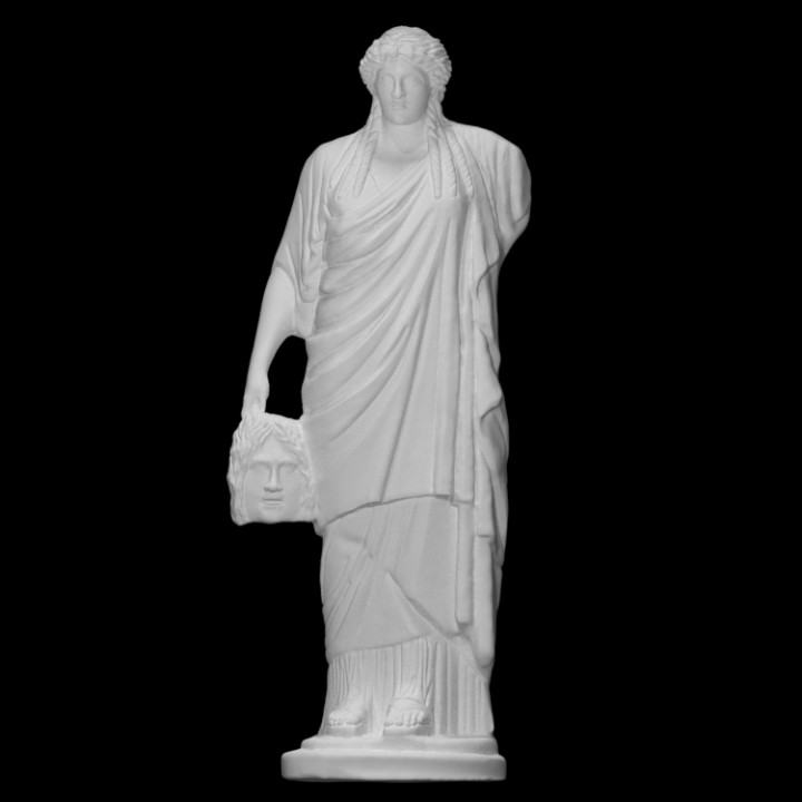 cariátide trágico mascarar Varredura arquitetura decorativo fêmea figura pilar romano mulher roupas drapejado 3D print model - Mito3D