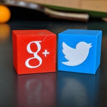 Twitter google + icône app app Twitter icône google + 3d print model - Mito3D