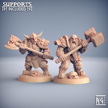 dwarven two-handed specialists - 2 modular units tabletop dragons fighter figure mini model monster rpg warhammer warrior miniature defender boardgame role dwarf wargame dungeon d&d specialist 3d print model - Mito3D