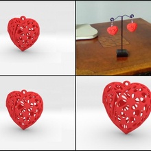 cassé cœur boucle d'oreille bijoux cœurs voronoi 3d print model - Mito3D